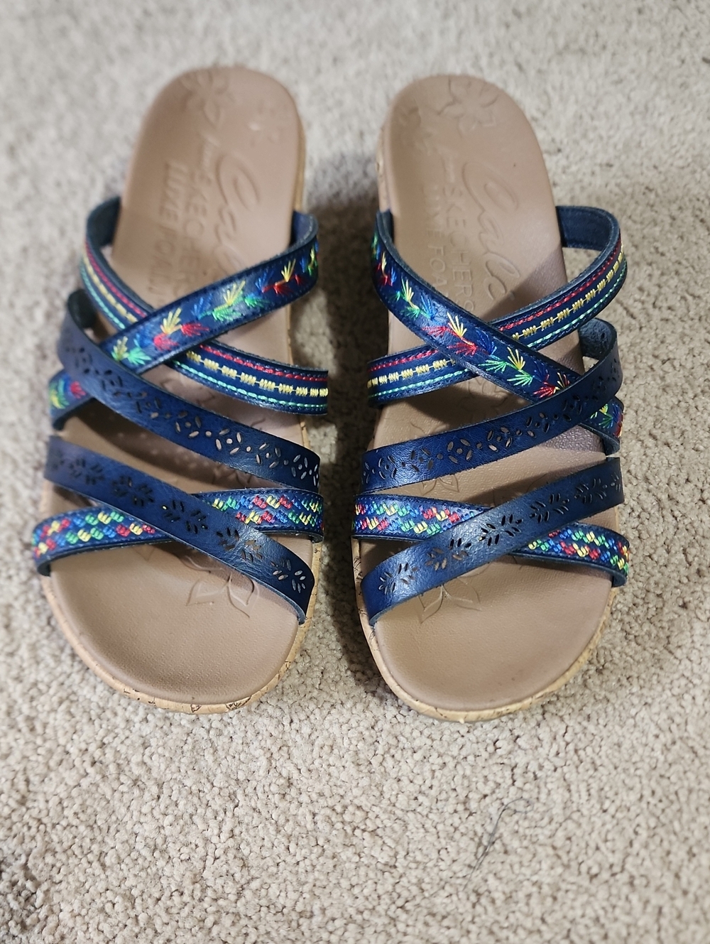 Skechers Cali Women's Navy Multi-Strap Slide Sandals